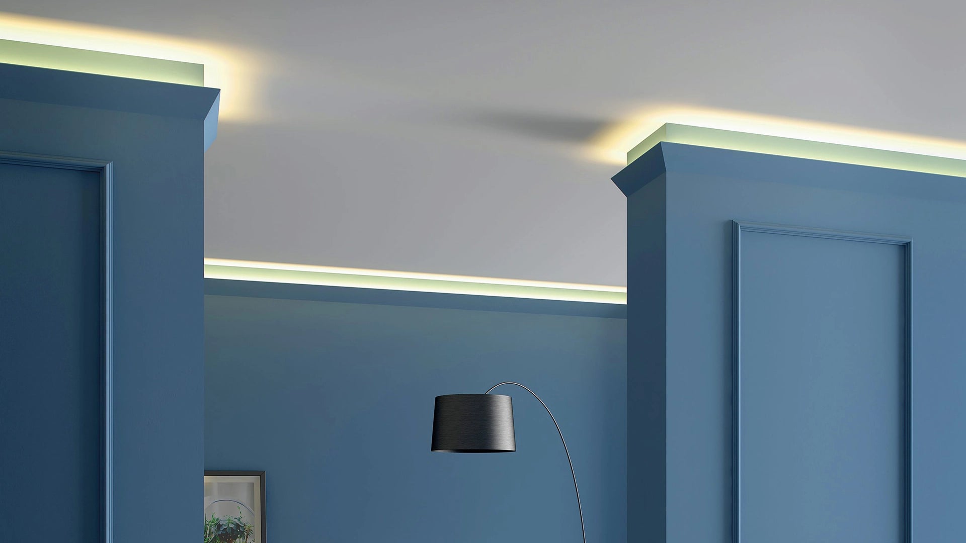 NMC Ceiling Coving and cornice collection blue wall and white ceiling Decormania UK